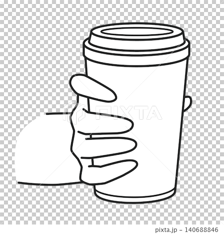 Right hand holding a cafe tumbler (line drawing) Right hand holding a cafe tumbler (line drawing) 140688846