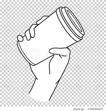 右手拿著咖啡杯(線描圖) 右手拿著咖啡杯(線描圖) 140688847