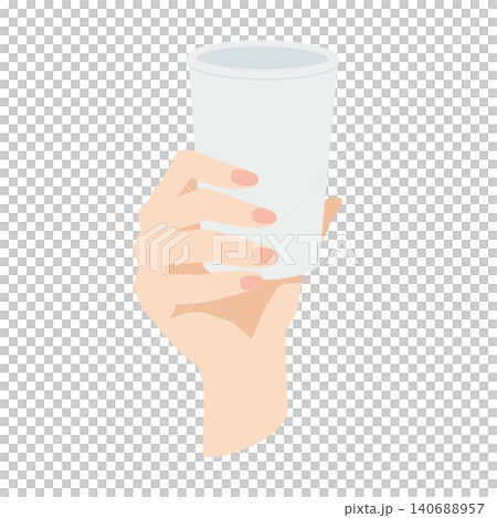 右手拿著一個紙杯 右手拿著一個紙杯 140688957