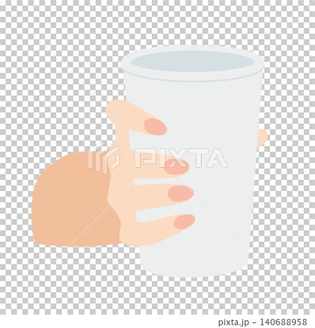 右手拿著一個紙杯 右手拿著一個紙杯 140688958