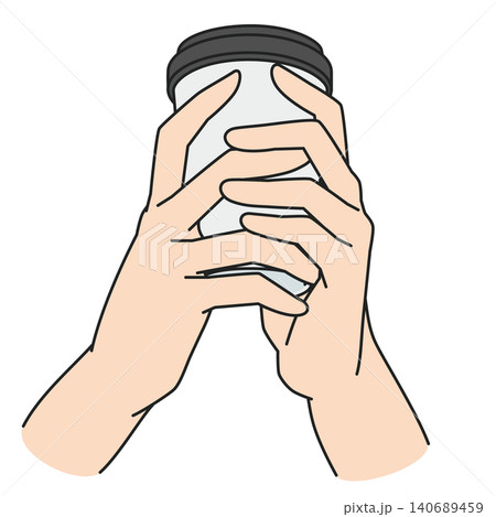 カフェタンブラー<白>を持つ両手 140689459