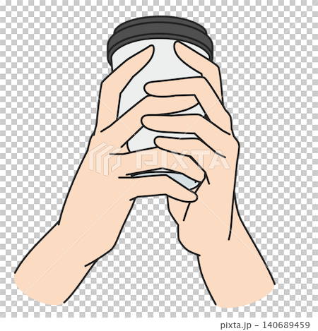 カフェタンブラー<白>を持つ両手 140689459