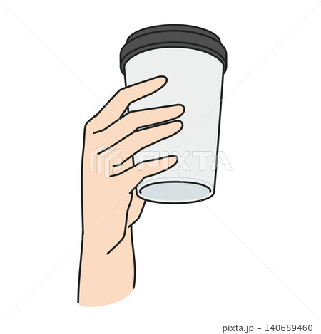 カフェタンブラー<白>を持つ右手 140689460