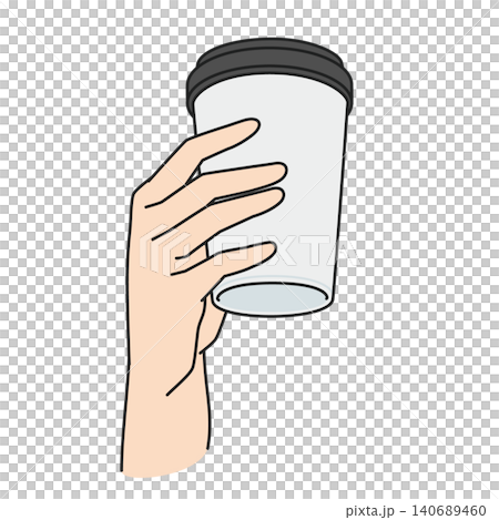カフェタンブラー<白>を持つ右手 140689460