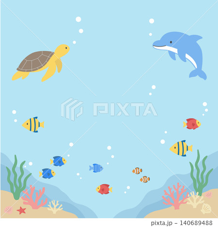 夏のバナーイラスト 海のイラスト バナー 夏の背景イラスト 夏の生き物イラスト イルカとウミガメの背 夏のバナーイラスト 海のイラスト バナー 夏の背景イラスト 夏の生き物イラスト イルカとウミガメの背 140689488
