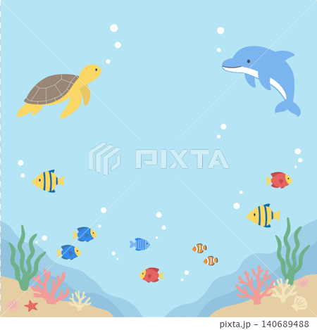 夏のバナーイラスト 海のイラスト バナー 夏の背景イラスト 夏の生き物イラスト イルカとウミガメの背 夏のバナーイラスト 海のイラスト バナー 夏の背景イラスト 夏の生き物イラスト イルカとウミガメの背 140689488