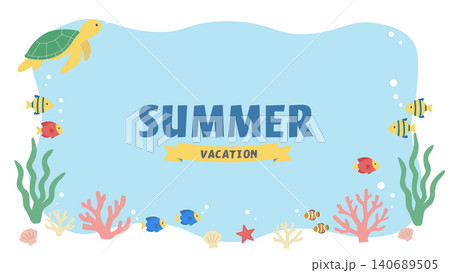 夏のバナーイラスト 海のイラスト バナー 夏の背景イラスト 夏の生き物イラスト イルカとウミガメの背 夏のバナーイラスト 海のイラスト バナー 夏の背景イラスト 夏の生き物イラスト イルカとウミガメの背 140689505