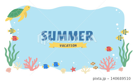 夏のバナーイラスト 海のイラスト バナー 夏の背景イラスト 夏の生き物イラスト イルカとウミガメの背 夏のバナーイラスト 海のイラスト バナー 夏の背景イラスト 夏の生き物イラスト イルカとウミガメの背 140689510