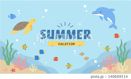 夏のバナーイラスト 海のイラスト バナー 夏の背景イラスト 夏の生き物イラスト イルカとウミガメの背 夏のバナーイラスト 海のイラスト バナー 夏の背景イラスト 夏の生き物イラスト イルカとウミガメの背 140689514