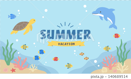 夏のバナーイラスト 海のイラスト バナー 夏の背景イラスト 夏の生き物イラスト イルカとウミガメの背 夏のバナーイラスト 海のイラスト バナー 夏の背景イラスト 夏の生き物イラスト イルカとウミガメの背 140689514