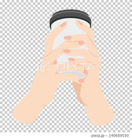 雙手各持一個白色咖啡杯。 雙手各持一個白色咖啡杯。 140689530