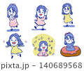 お菓子　可愛い　青い髪の女の子 140689568