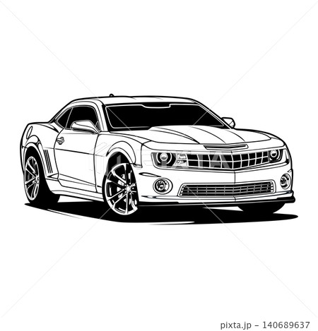 Black And White Car Vector Illustration For Conceptual Design. Black And White Car Vector Illustration For Conceptual Design. 140689637