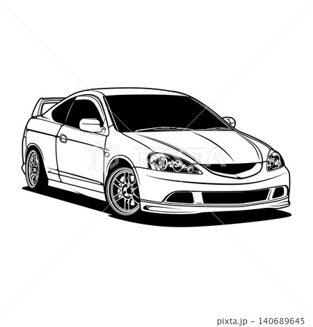 Black And White Car Vector Illustration For Conceptual Design. Black And White Car Vector Illustration For Conceptual Design. 140689645