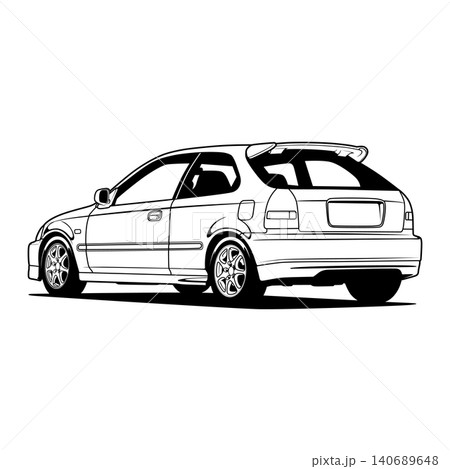 Black And White Car Vector Illustration For Conceptual Design. Black And White Car Vector Illustration For Conceptual Design. 140689648