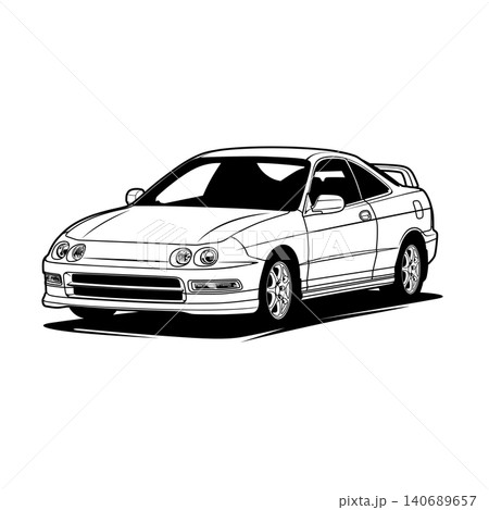 Black And White Car Vector Illustration For Conceptual Design. Black And White Car Vector Illustration For Conceptual Design. 140689657