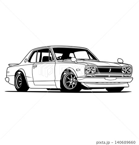Black And White Car Vector Illustration For Conceptual Design. Black And White Car Vector Illustration For Conceptual Design. 140689660