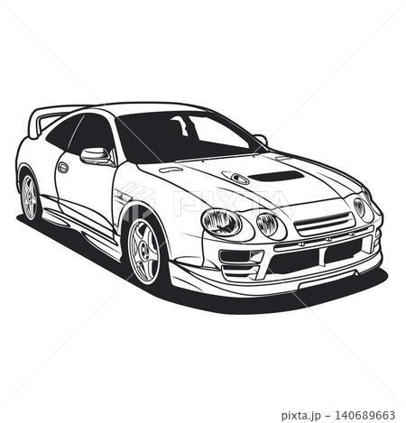 Black And White Car Vector Illustration For Conceptual Design. Black And White Car Vector Illustration For Conceptual Design. 140689663