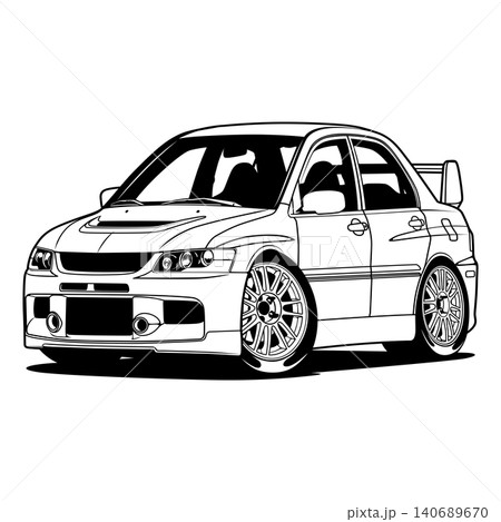 Black And White Car Vector Illustration For Conceptual Design. Black And White Car Vector Illustration For Conceptual Design. 140689670