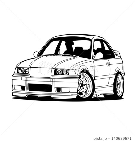 Black And White Car Vector Illustration For Conceptual Design. Black And White Car Vector Illustration For Conceptual Design. 140689671