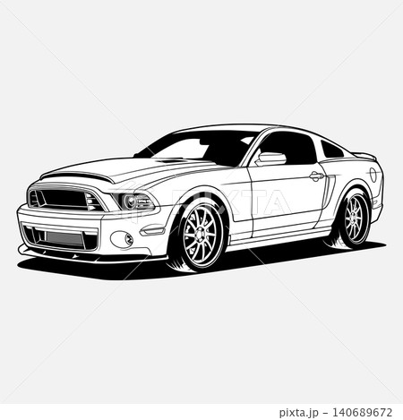 Black And White Car Vector Illustration For Conceptual Design. 140689672