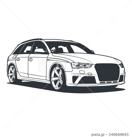Black And White Car Vector Illustration For Conceptual Design. 140689693