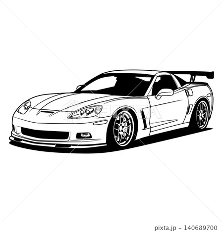 Black And White Car Vector Illustration For Conceptual Design. Black And White Car Vector Illustration For Conceptual Design. 140689700
