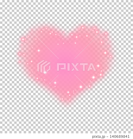A sparkling pink heart with stardust and light particles on a transparent background. 140689841