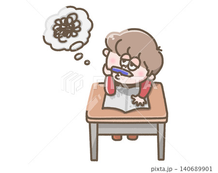 退屈そうに座る子どものイラスト 140689901