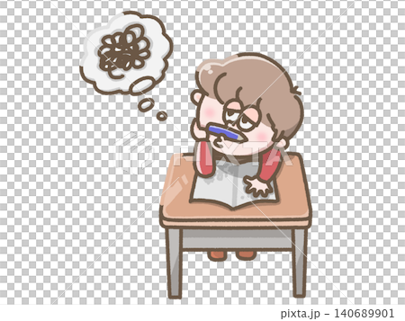 退屈そうに座る子どものイラスト 140689901