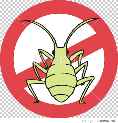 Cute illustration of a prohibition sign for aphid control and prevention (vector material for pest prevention that isn't too realistic) Cute illustration of a prohibition sign for aphid control and prevention (vector material for pest prevention that isn't too realistic) 140690140