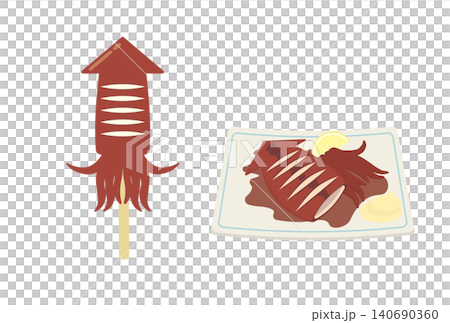 Grilled squid (skewered squid, plate, mayonnaise, and lemon included) 140690360