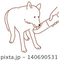 給水する犬　線画 140690531