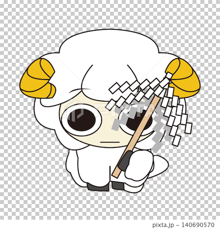 一幅簡單的插圖，描繪了一隻綿羊拿著一根淨化棒。 140690570