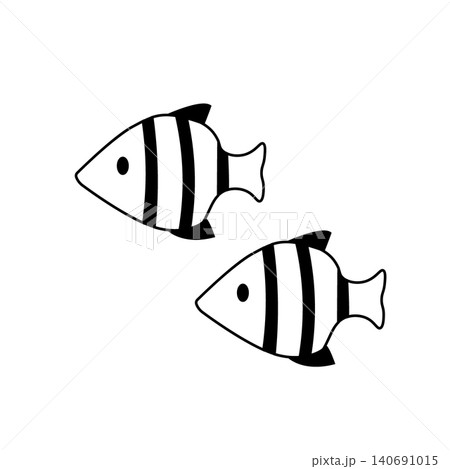 かわいい熱帯魚のモノクロイラスト トロピカルフィッシュ 夏素材 海の生き物、魚 かわいい熱帯魚のモノクロイラスト トロピカルフィッシュ 夏素材 海の生き物、魚 140691015