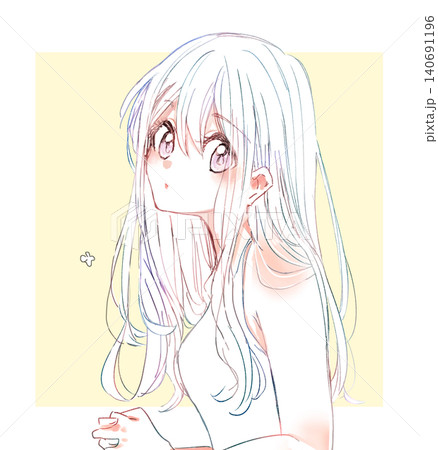 透明感のある女性 線画 透明感のある女性 線画 140691196