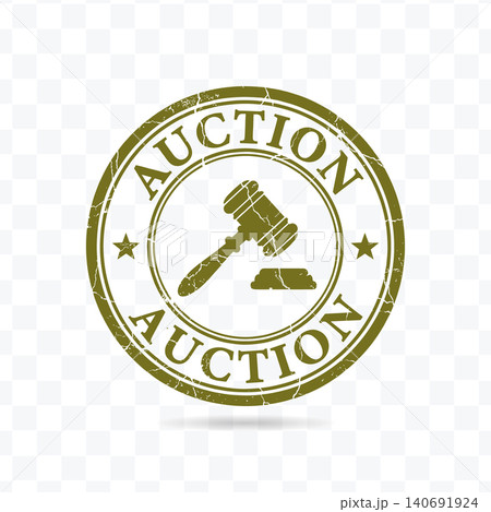 Auction Seal Badge with Gavel Bidding Business Vector Illustration Auction Seal Badge with Gavel Bidding Business Vector Illustration 140691924