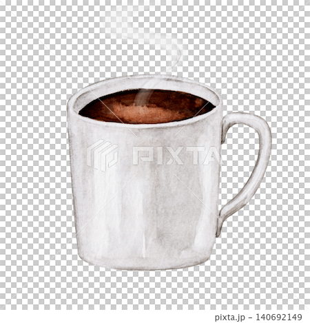 A coffee cup with steam rising from it - watercolor illustration A coffee cup with steam rising from it - watercolor illustration 140692149