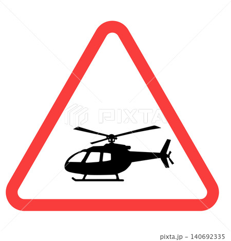 Low Flying Helicopters Warning. United Kingdom Helicopter Low Flying Aircraft Sign. Helicopter Low Flying Aircraft symbol. flat style. 140692335