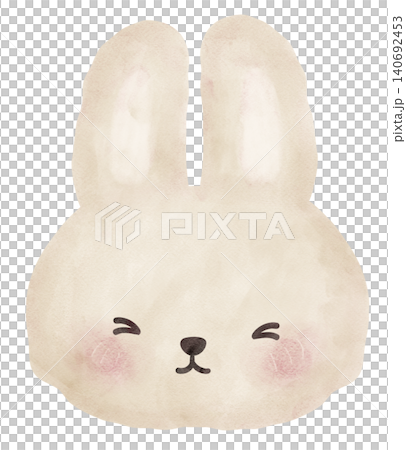 Bunny emoji happy face expression watercolor illustration adorable for decoration design Bunny emoji happy face expression watercolor illustration adorable for decoration design 140692453