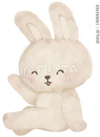 Bunny rabbit sassy character sitting pose in cute cartoon full body watercolor illustration clip art Bunny rabbit sassy character sitting pose in cute cartoon full body watercolor illustration clip art 140692468