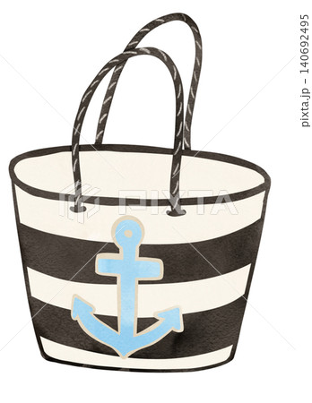 Cute summer sassy bunny beach bag coastal beach vacation watercolor clipart 140692495