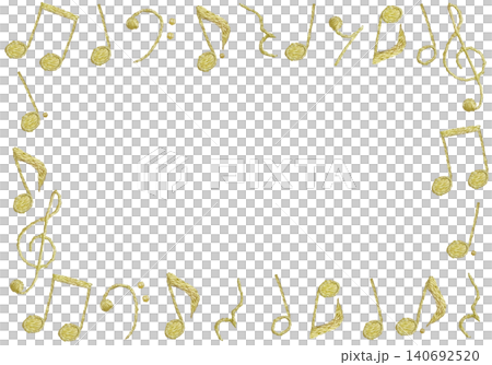 [Horizontal frame of musical notes] Hand-embroidered illustration material 140692520