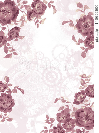 薔薇と歯車と時計が描かれた背景素材 薔薇と歯車と時計が描かれた背景素材 140692600