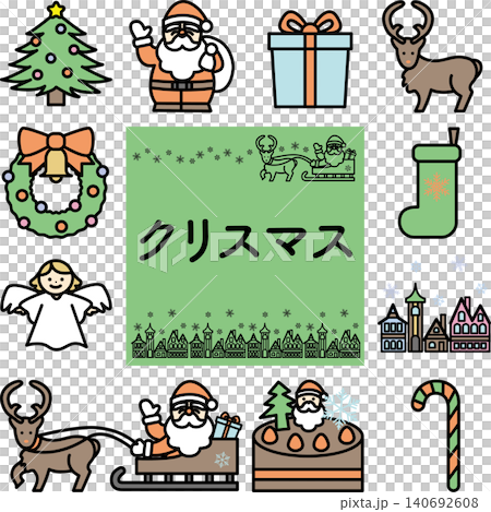 クリスマスのカラーイラストセット 140692608