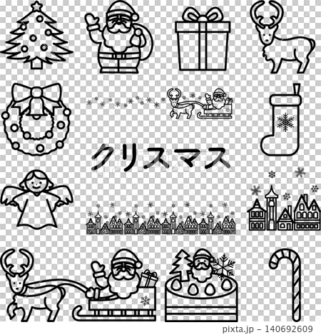 Christmas monochrome illustration set Christmas monochrome illustration set 140692609