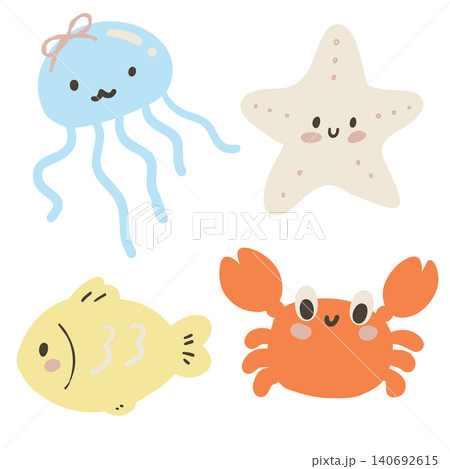 Retro coquette summer sea life clipart bundle 140692615