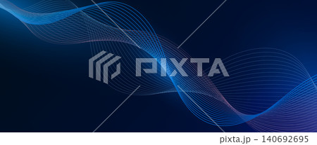 Digital network connection forming a blue abstract wave design, representing data transmission, modern technology, and global communication in a futuristic background 140692695
