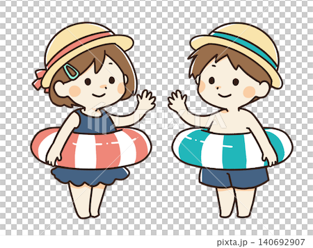 かわいい水着の子供イラスト かわいい水着の子供イラスト 140692907