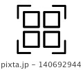 QRコード　アイコン　シンプル　モノクロ　スキャン　決済　キャッシュレス　ベクターイラスト 140692944